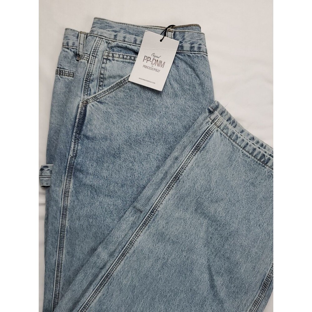 Princess Polly Women 12 Light Wash High Waisted Straight Leg Denim Jeans NWT